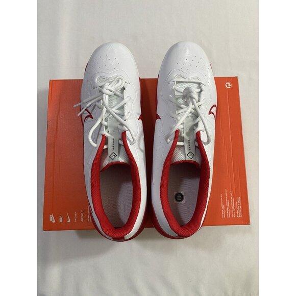 New Mens Size 14 White Red Nike Alpha Huarache Varsity 4 Low Baseball Cleats main image 4